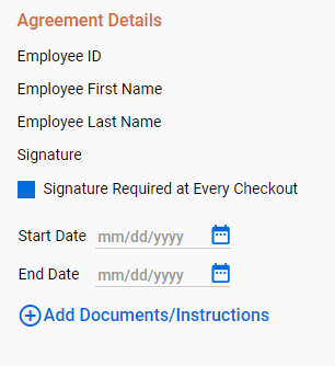 Agreement Details for a Digital Signature Agreement.